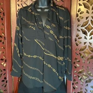 Ann Taylor Petite Chain Print Shirt/blouse
